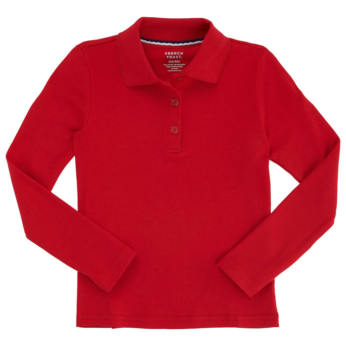 Long Sleeve Polo Shirt with Lace Trim Sz XS-XXL (6 Colors)